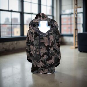 Evereve Dylan True Grit Heather Pile Camo Side Zip Pullover Hoodie Small